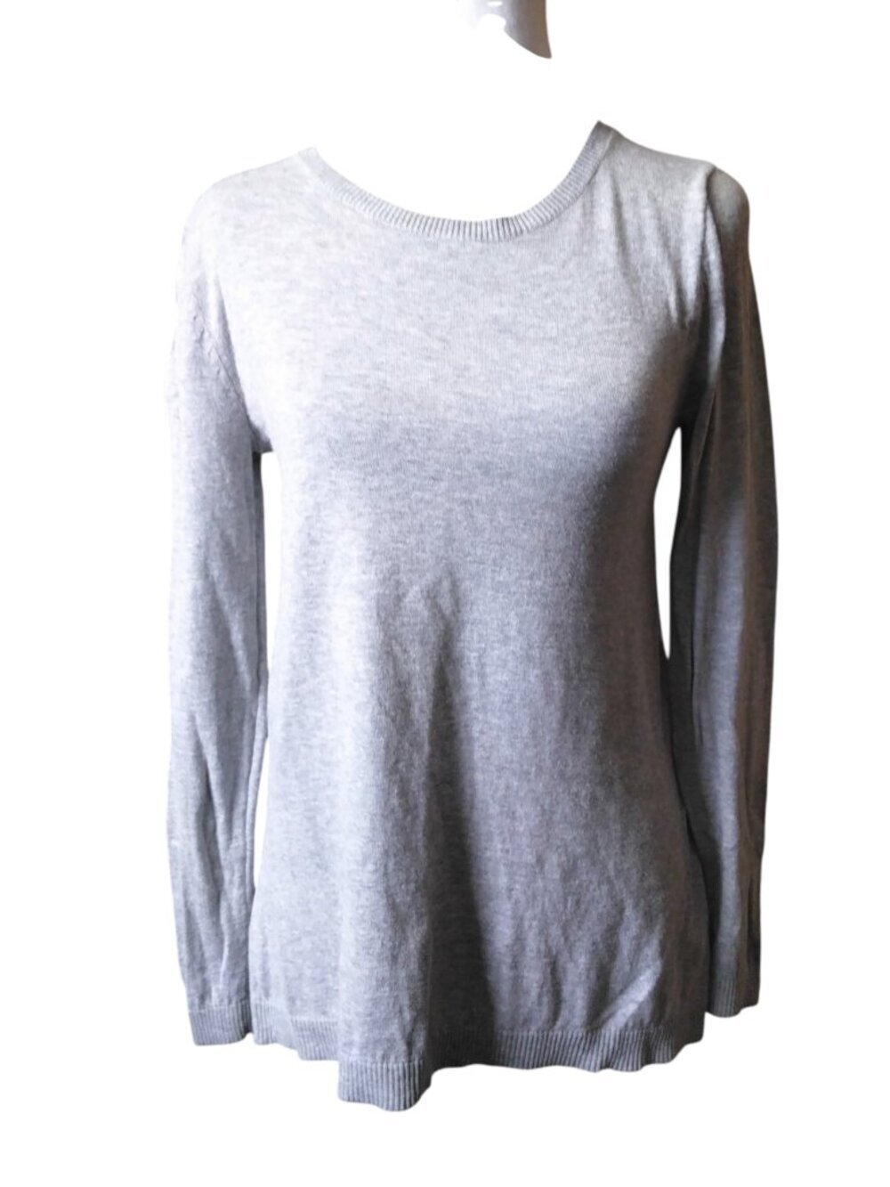 ASOS Gray Pullover Embroidered Pug Elbow Patch Size 4 Lightweight Sweater